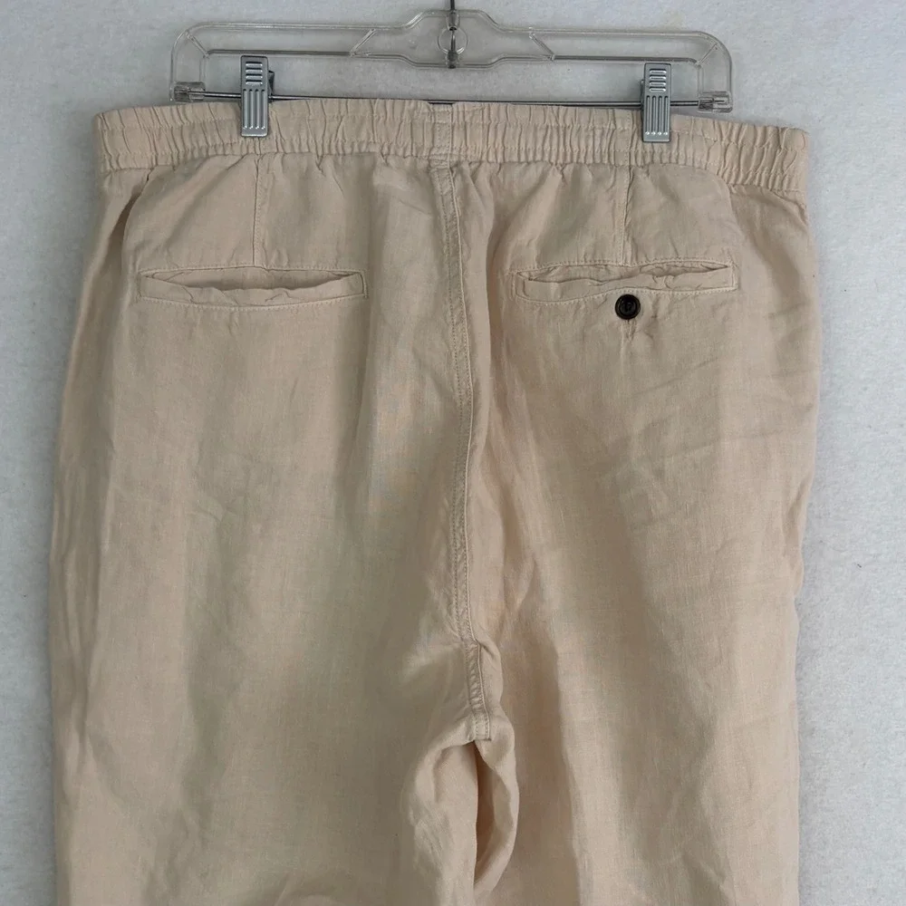 Todd Snyder NY Linen Beach Pants Men XL Oatmeal Natural Drawstring Cropped
